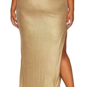 Remi x Revolve Jacqui Maxi Skirt in Metallic Gold